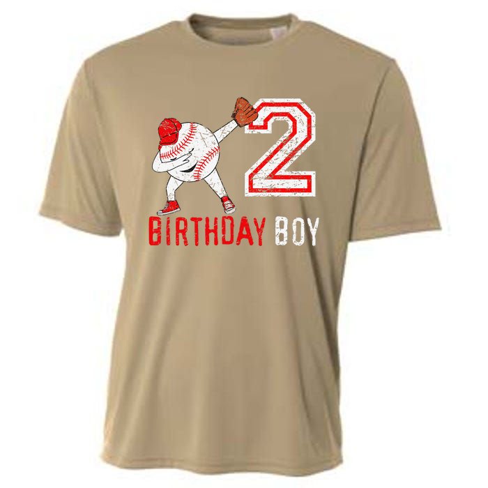 2 Years Old 2nd Birthday Baseball Dabbing Gift Cooling Performance Crew T-Shirt