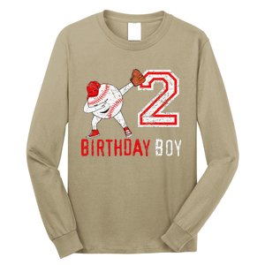 2 Years Old 2nd Birthday Baseball Dabbing Gift Long Sleeve Shirt