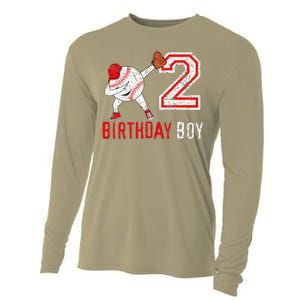 2 Years Old 2nd Birthday Baseball Dabbing Gift Cooling Performance Long Sleeve Crew