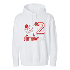 2 Years Old 2nd Birthday Baseball Dabbing Gift Garment-Dyed Fleece Hoodie