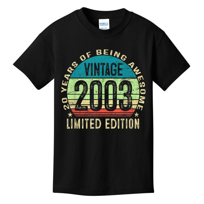 20 Year Old Gift Boys Girls Teen Vintage 2003 20th Birthday Kids T-Shirt