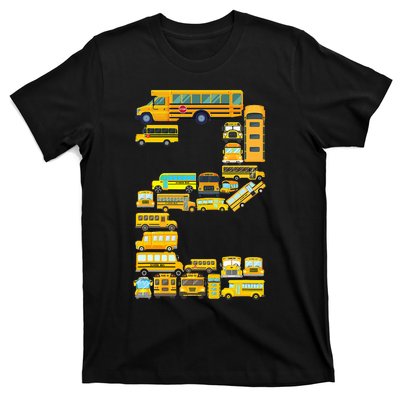 2 Year Old 2nd Birthday School Bus Theme Kids Party T-Shirt