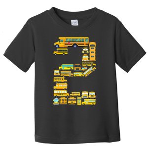 2 Year Old 2nd Birthday School Bus Theme Kids Party Toddler T-Shirt