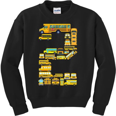 2 Year Old 2nd Birthday School Bus Theme Kids Party Kids Sweatshirt