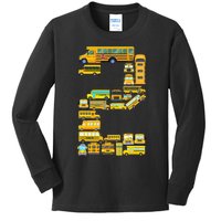 2 Year Old 2nd Birthday School Bus Theme Kids Party Kids Long Sleeve Shirt