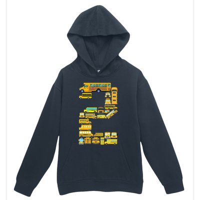 2 Year Old 2nd Birthday School Bus Theme Kids Party Urban Pullover Hoodie