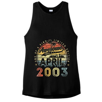 20 Year Old Awesome Since April 2003 20th Birthday Ladies PosiCharge Tri-Blend Wicking Tank