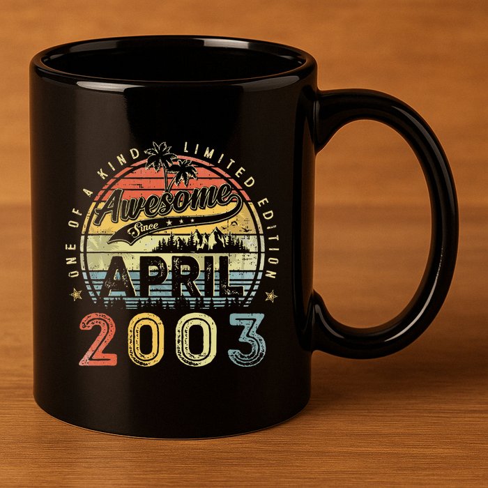 20 Year Old Awesome Since April 2003 20th Birthday 11oz C Handle Ceramic Mug