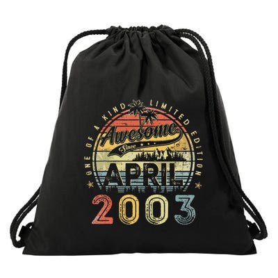 20 Year Old Awesome Since April 2003 20th Birthday Drawstring Bag