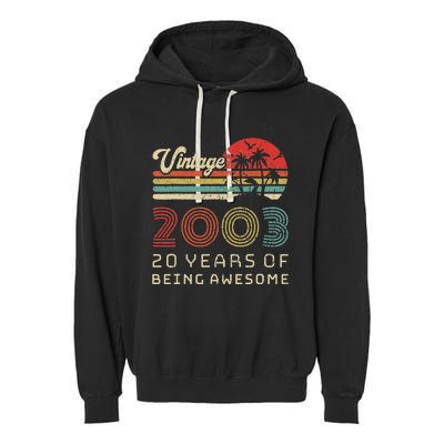 20 Year Old Birthday Vintage 2003 20th Birthday Garment-Dyed Fleece Hoodie