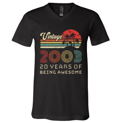 20 Year Old Birthday Vintage 2003 20th Birthday V-Neck T-Shirt