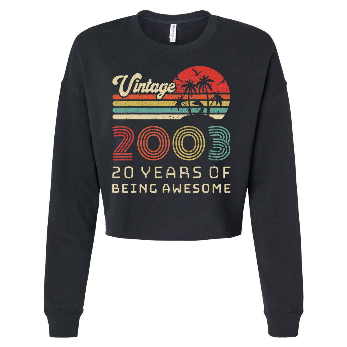 20 Year Old Birthday Vintage 2003 20th Birthday Cropped Pullover Crew