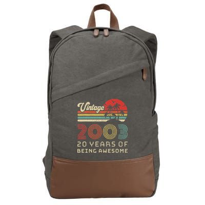 20 Year Old Birthday Vintage 2003 20th Birthday Cotton Canvas Backpack
