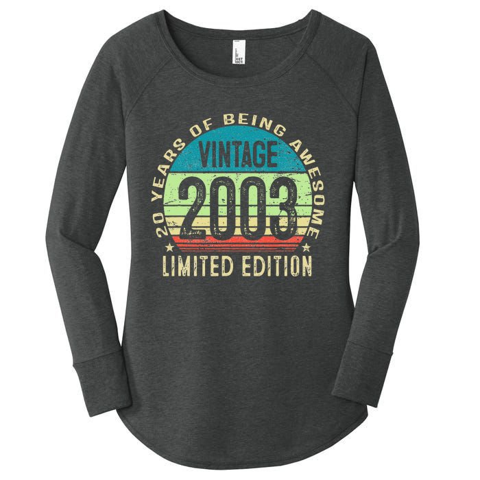 20 Year Old Gift Teen Vintage 2003 20th Birthday Women's Perfect Tri Tunic Long Sleeve Shirt