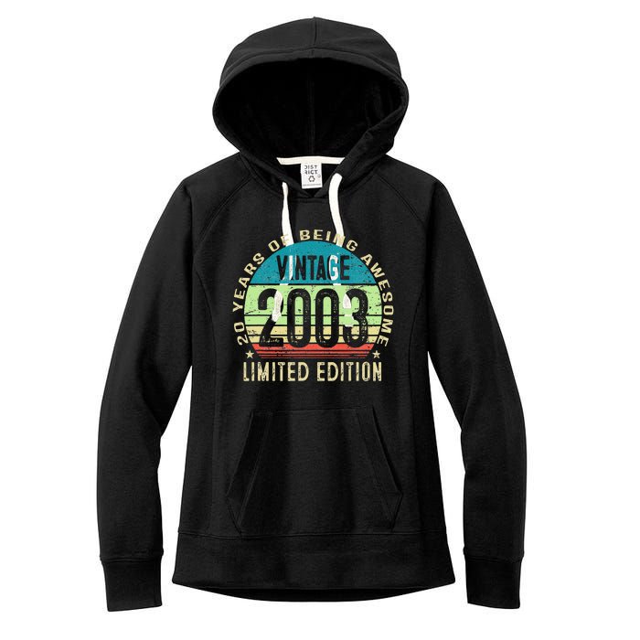 20 Year Old Gift Teen Vintage 2003 20th Birthday Women's Fleece Hoodie