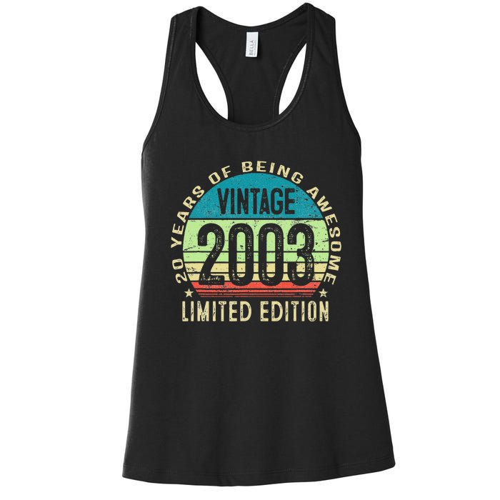 20 Year Old Gift Teen Vintage 2003 20th Birthday Women's Racerback Tank