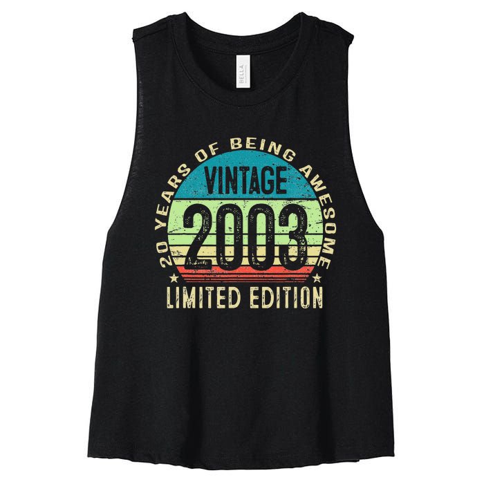 20 Year Old Gift Teen Vintage 2003 20th Birthday Women's Racerback Cropped Tank