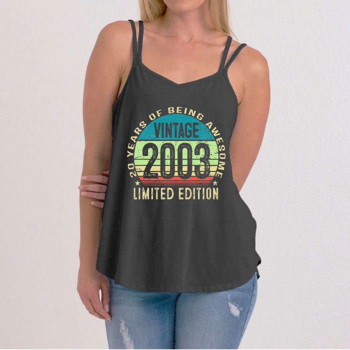 20 Year Old Gift Teen Vintage 2003 20th Birthday Women's Strappy Tank