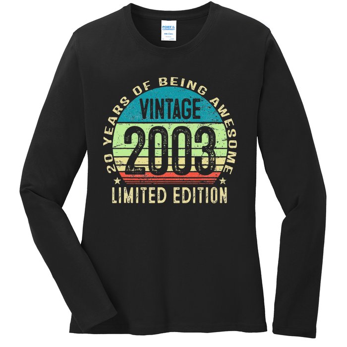 20 Year Old Gift Teen Vintage 2003 20th Birthday Ladies Long Sleeve Shirt