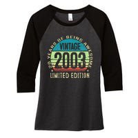 20 Year Old Gift Teen Vintage 2003 20th Birthday Women's Tri-Blend 3/4-Sleeve Raglan Shirt