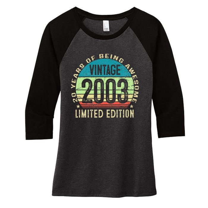 20 Year Old Gift Teen Vintage 2003 20th Birthday Women's Tri-Blend 3/4-Sleeve Raglan Shirt