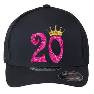 20 Year Old Gifts 20th Birthday Queen crown Pink Flexfit Unipanel Trucker Cap