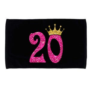 20 Year Old Gifts 20th Birthday Queen crown Pink Microfiber Hand Towel