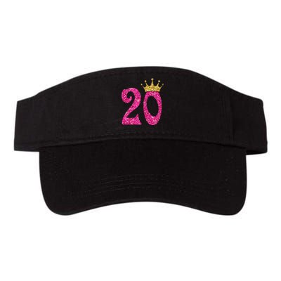 20 Year Old Gifts 20th Birthday Queen crown Pink Valucap Bio-Washed Visor