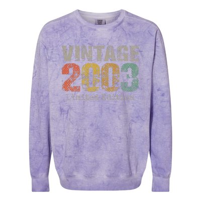 20 Year Old Gifts Vintage 2003 Limited Edition 20th Birthday Colorblast Crewneck Sweatshirt