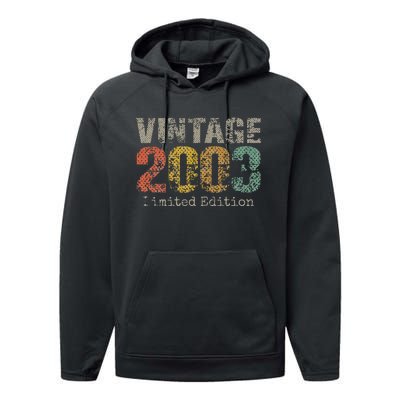 20 Year Old Gifts Vintage 2003 Limited Edition 20th Birthday Performance Fleece Hoodie