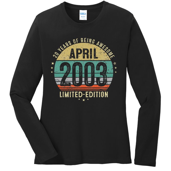 20 Year Old Vintage April 2003 20th Birthday Teens Ladies Long Sleeve Shirt