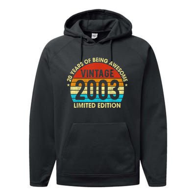 20 Years Old Gift Vintage 2003 Limited Edition 20th Birthday Performance Fleece Hoodie