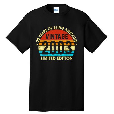 20 Years Old Gift Vintage 2003 Limited Edition 20th Birthday Tall T-Shirt