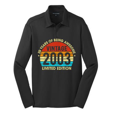 20 Years Old Gift Vintage 2003 Limited Edition 20th Birthday Silk Touch Performance Long Sleeve Polo