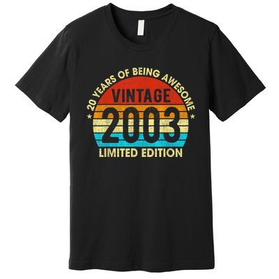 20 Years Old Gift Vintage 2003 Limited Edition 20th Birthday Premium T-Shirt