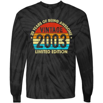 20 Years Old Gift Vintage 2003 Limited Edition 20th Birthday Tie-Dye Long Sleeve Shirt