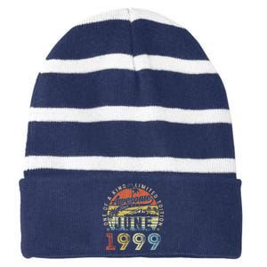 24 Year Old Awesome Since June 1999 24th Birthday Striped Beanie with Solid Band