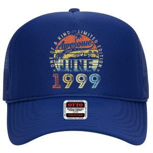 24 Year Old Awesome Since June 1999 24th Birthday High Crown Mesh Back Trucker Hat