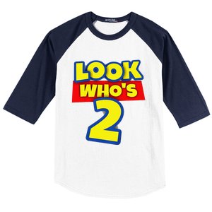 2 Year Old Birthday Party Toy Theme Look WhoS 2 Baseball Sleeve Shirt