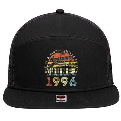 27 Year Old Awesome Since June 1996 27th Birthday 7 Panel Mesh Trucker Snapback Hat