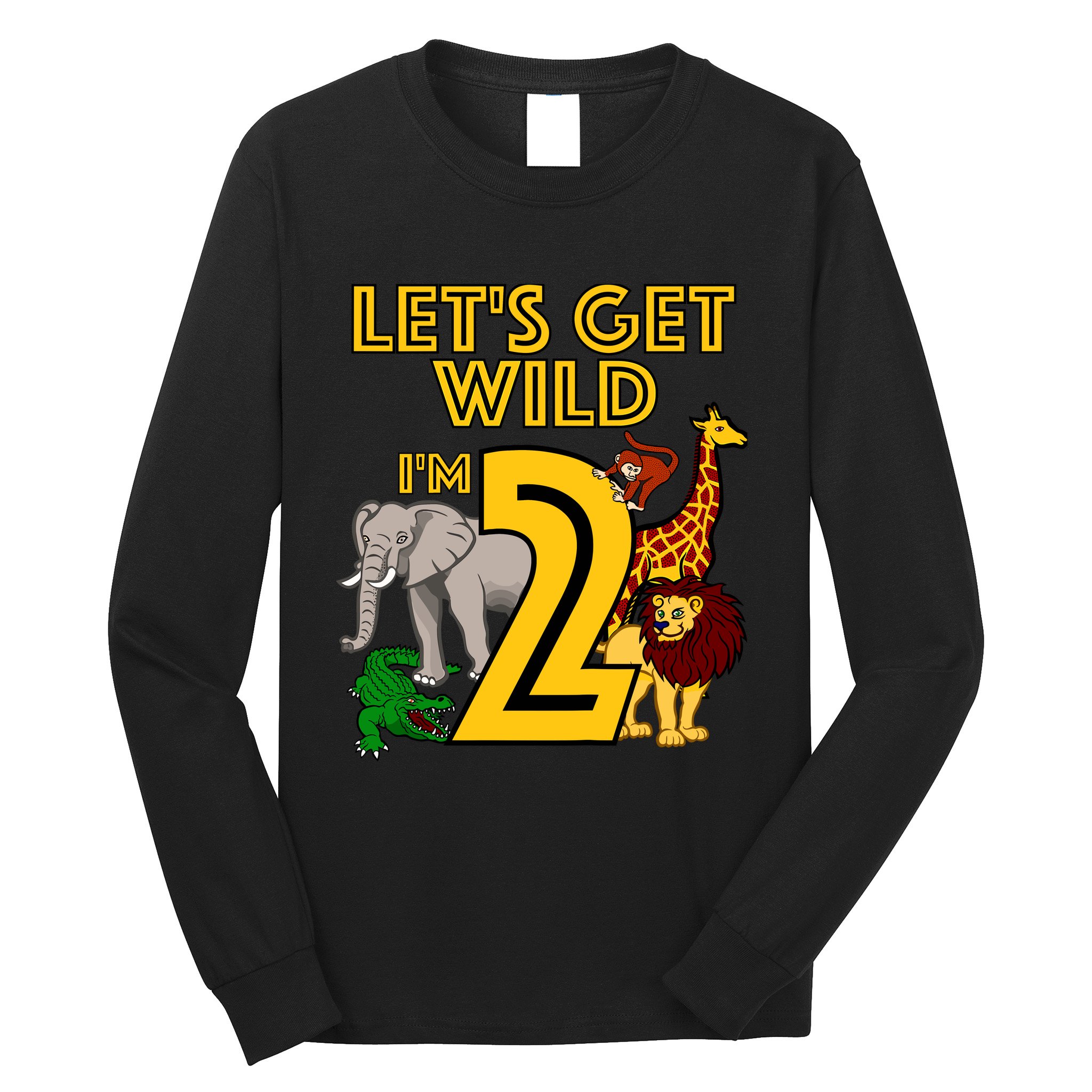 2 Year Old Zoo Birthday Safari Jungle Animal 2nd Gift Long Sleeve Shirt