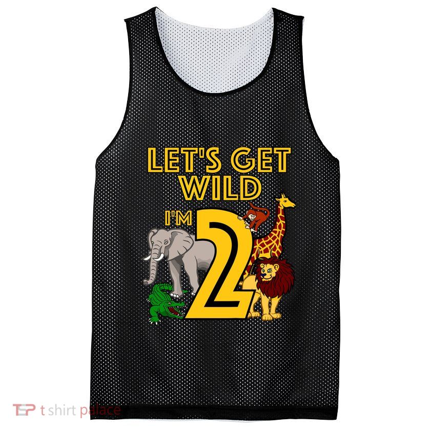 2 Year Old Zoo Birthday Safari Jungle Animal 2nd Gift Mesh Reversible Basketball Jersey Tank