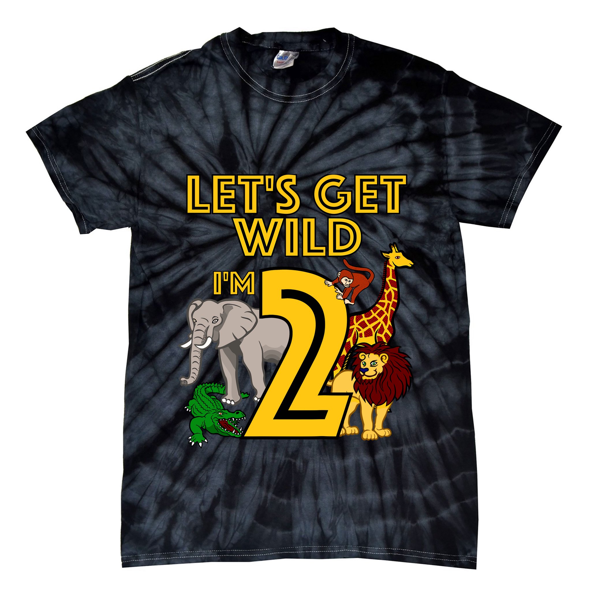 2 Year Old Zoo Birthday Safari Jungle Animal 2nd Gift Tie-Dye T-Shirt
