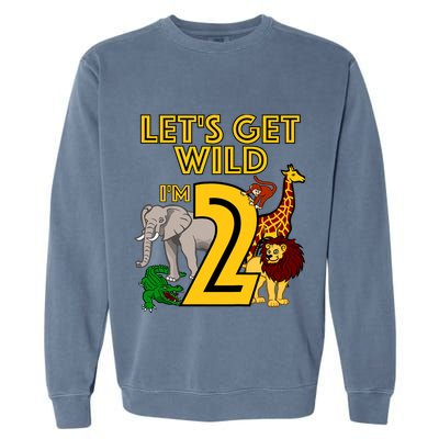2 Year Old Zoo Birthday Safari Jungle Animal 2nd Gift Garment-Dyed Sweatshirt