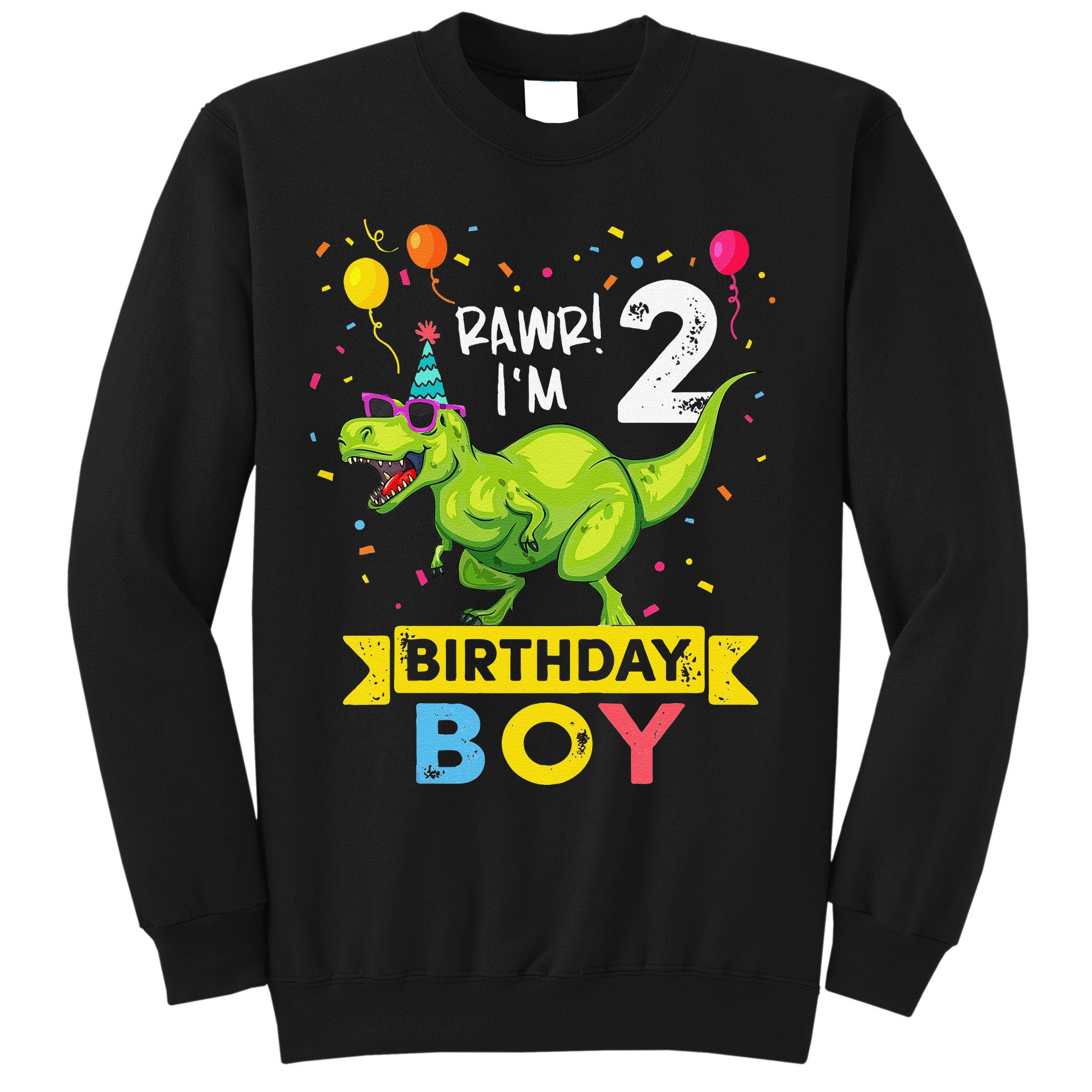 2 Year Old 2nd Birthday Boy T Rex Dinosaur T Sweatshirt