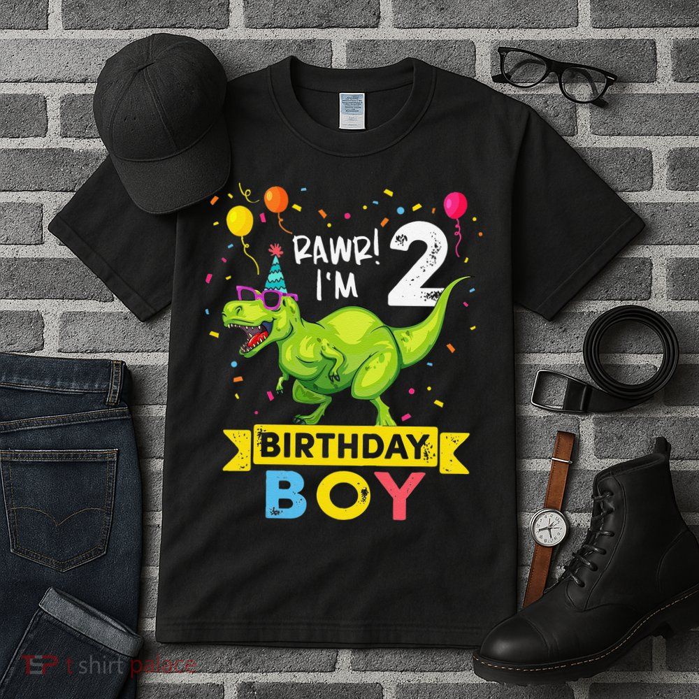 2 Year Old 2nd Birthday Boy T Rex Dinosaur T Tall T-Shirt