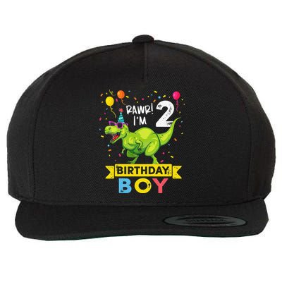 2 Year Old 2nd Birthday Boy T Rex Dinosaur T Wool Snapback Cap