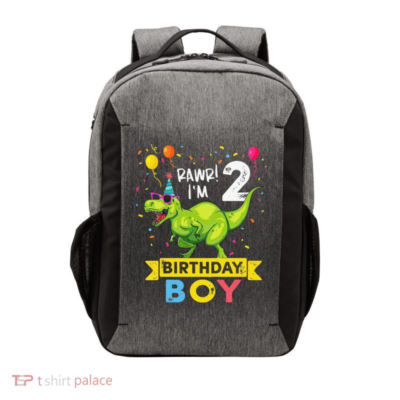 2 Year Old 2nd Birthday Boy T Rex Dinosaur T Vector Backpack