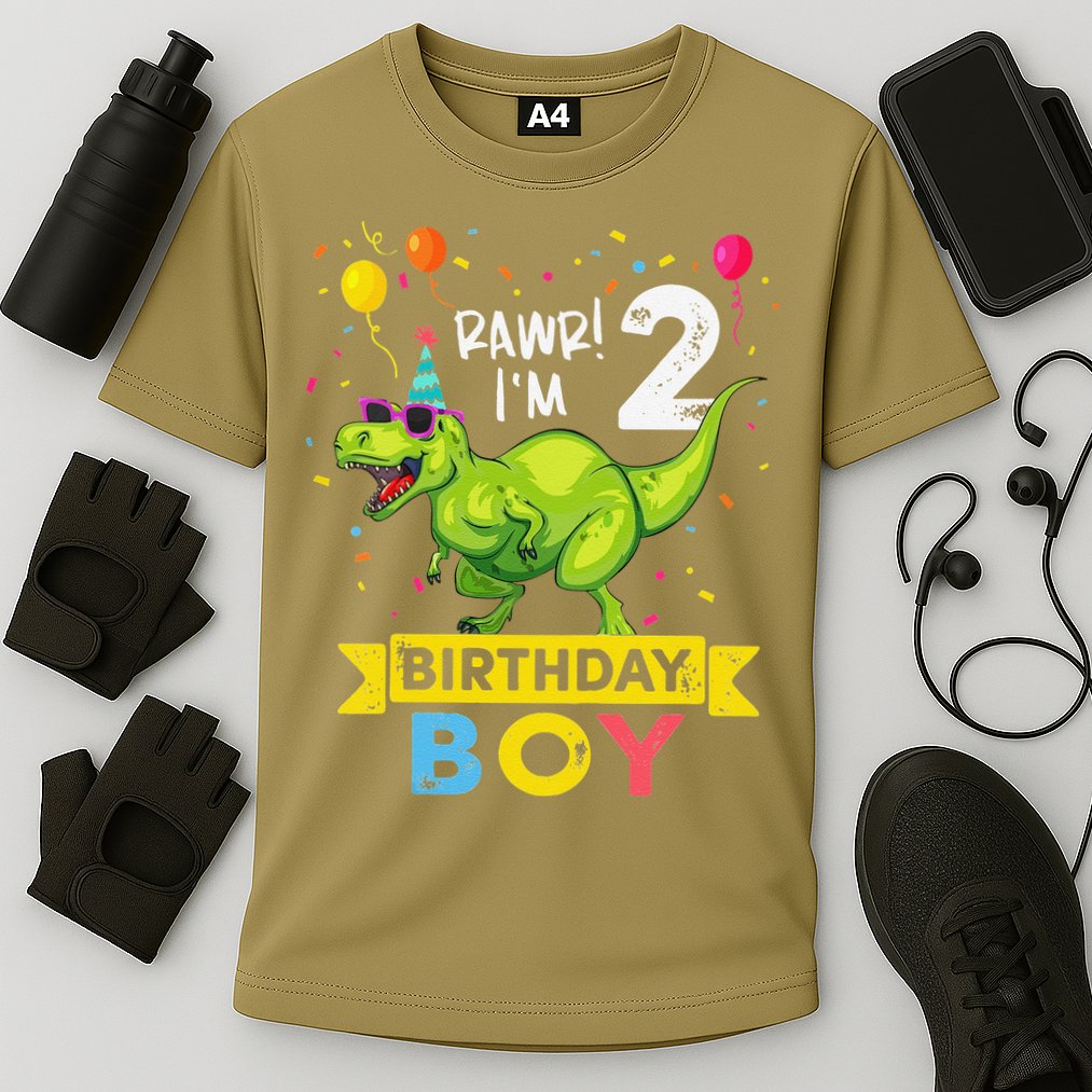 2 Year Old 2nd Birthday Boy T Rex Dinosaur T Performance Shirt