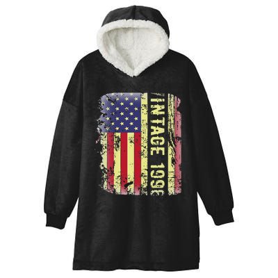 27 Year Old Gifts Vintage 1996 American Flag 27th Birthday Hooded Wearable Blanket